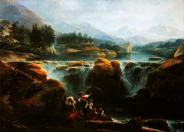 Paisagem suíça, c.1790-94 de Claude Louis Chatelet