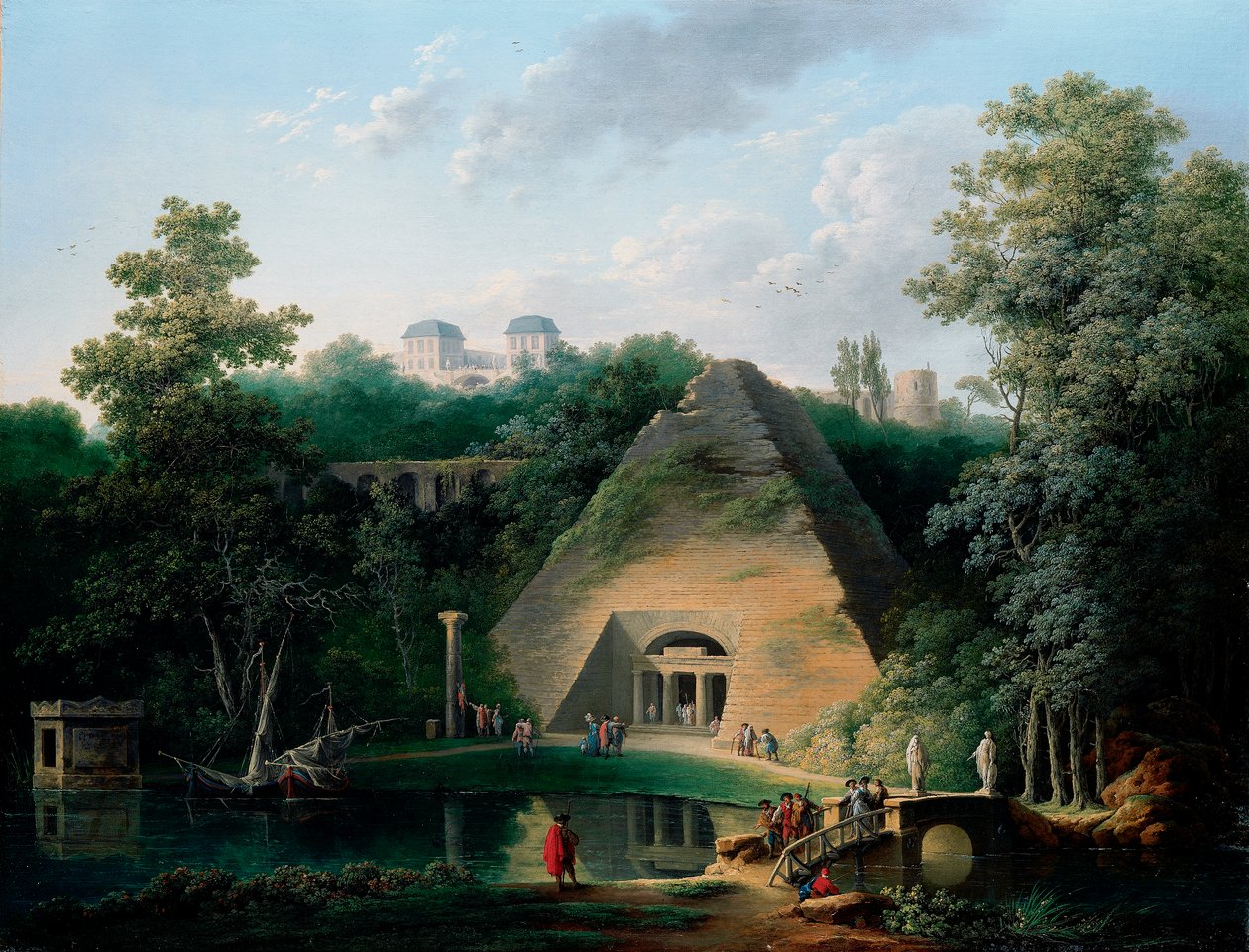 A pirâmide no castelo de Maupertuis, c.1785 de Claude Louis Chatelet