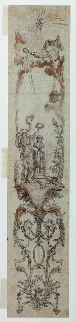Desenho, Projectos de painéis pintados com Fortune e Jacques Necker, 1788-90 de Claude Louis Desrais