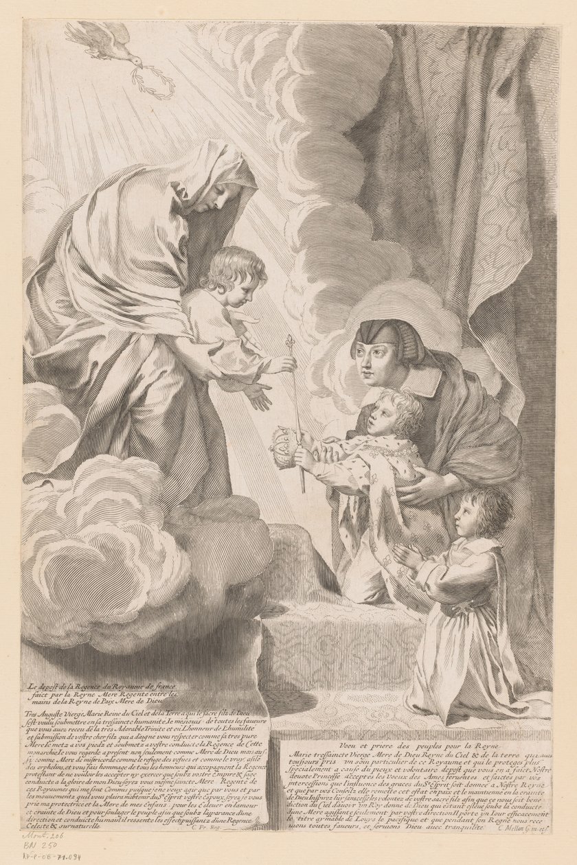 Anna da Áustria entrega a regência do reino de França a Christ Child de Claude Mellan