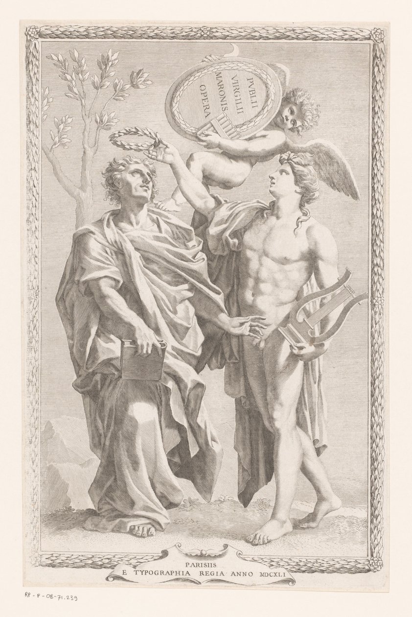 Apolo coroa Publius Vergilius Maro Título da página: Publius Vergilius Maro, Publius Virgilius Maronis Opera, 1641 de Claude Mellan