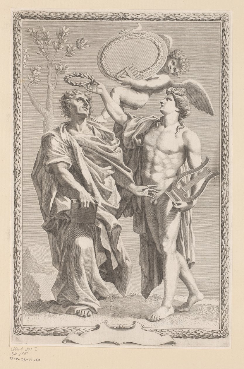 Coroa Apollo Publius Virgil Maro
Página de título de Publius Vergilius Maro, Publii Virgilii Maronis Opera, 1641. de Claude Mellan