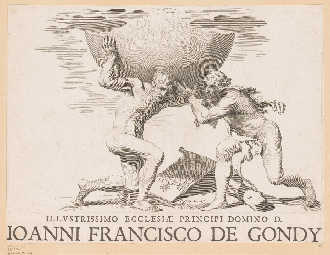Atlas entrega a esfera celeste a Hércules de Claude Mellan