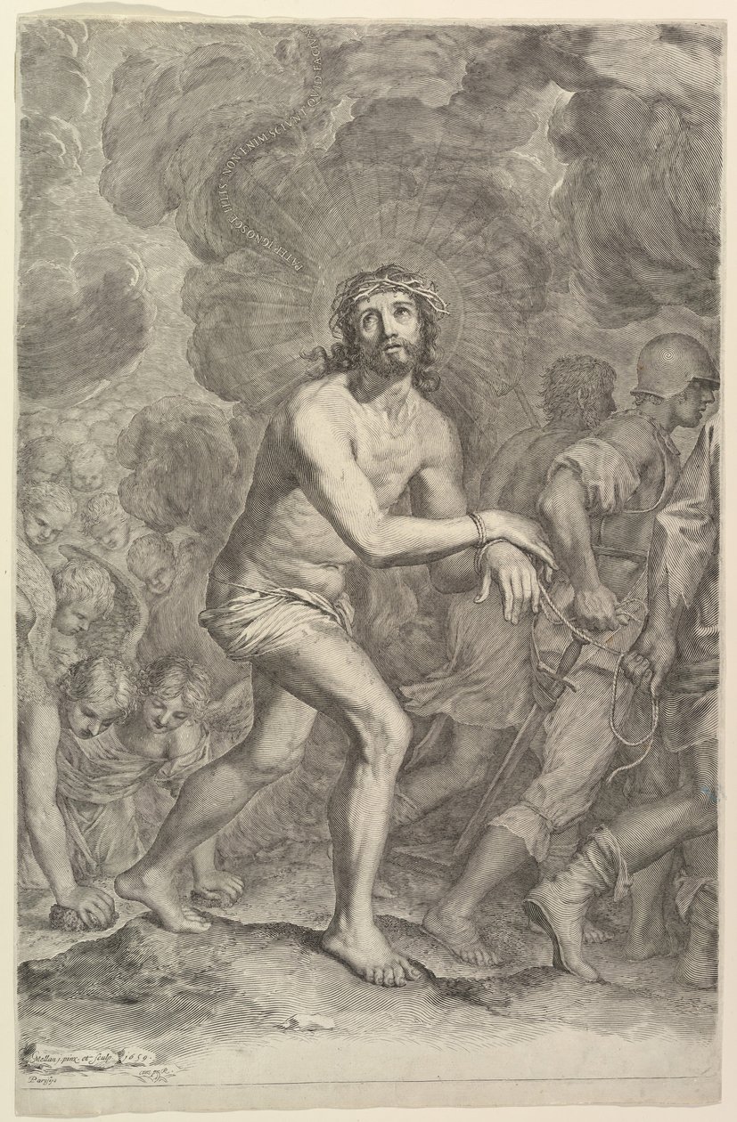 Cristo levado pelos soldados La Montée au Calvaire, 1659. de Claude Mellan