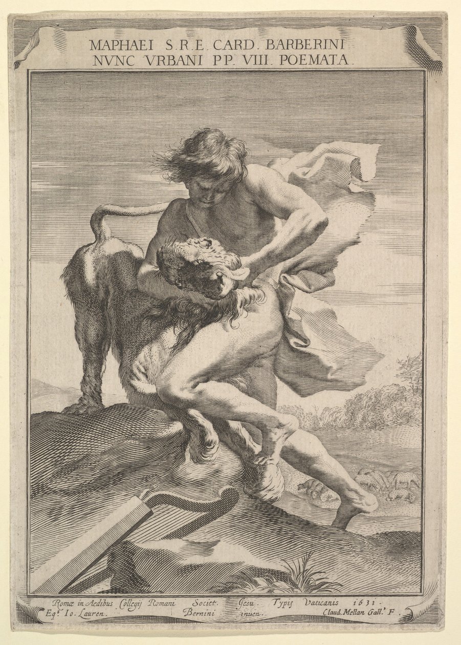 David estrangulando o leão, 1631. de Claude Mellan