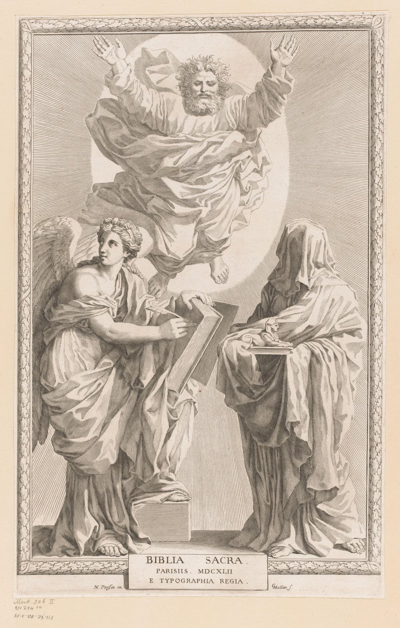 Deus com personificação da História e da Profecia
Página de título para: Biblia Sacra, 1642 de Claude Mellan