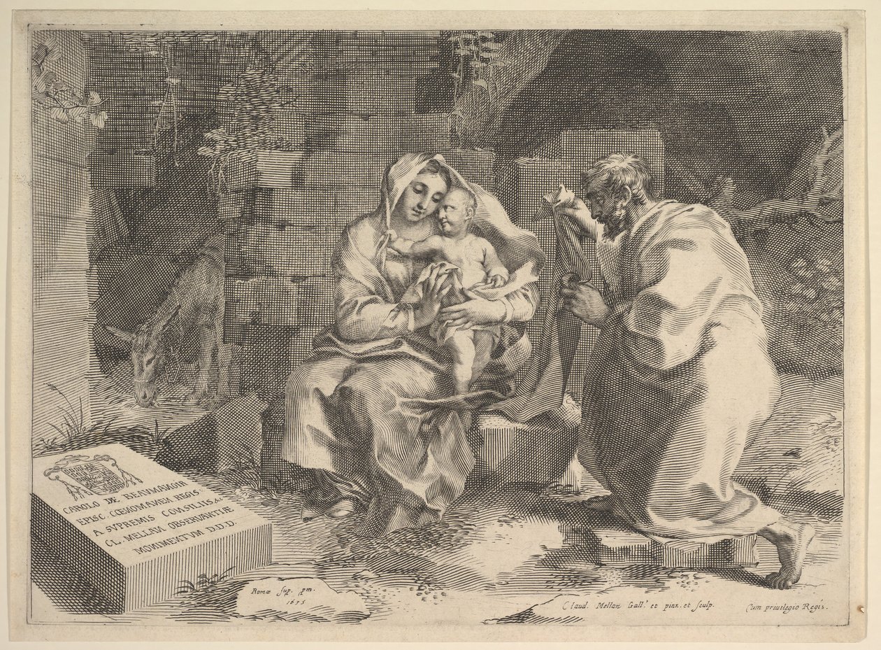 Sagrada Família Descanse na Fuga para o Egito, 1635. de Claude Mellan