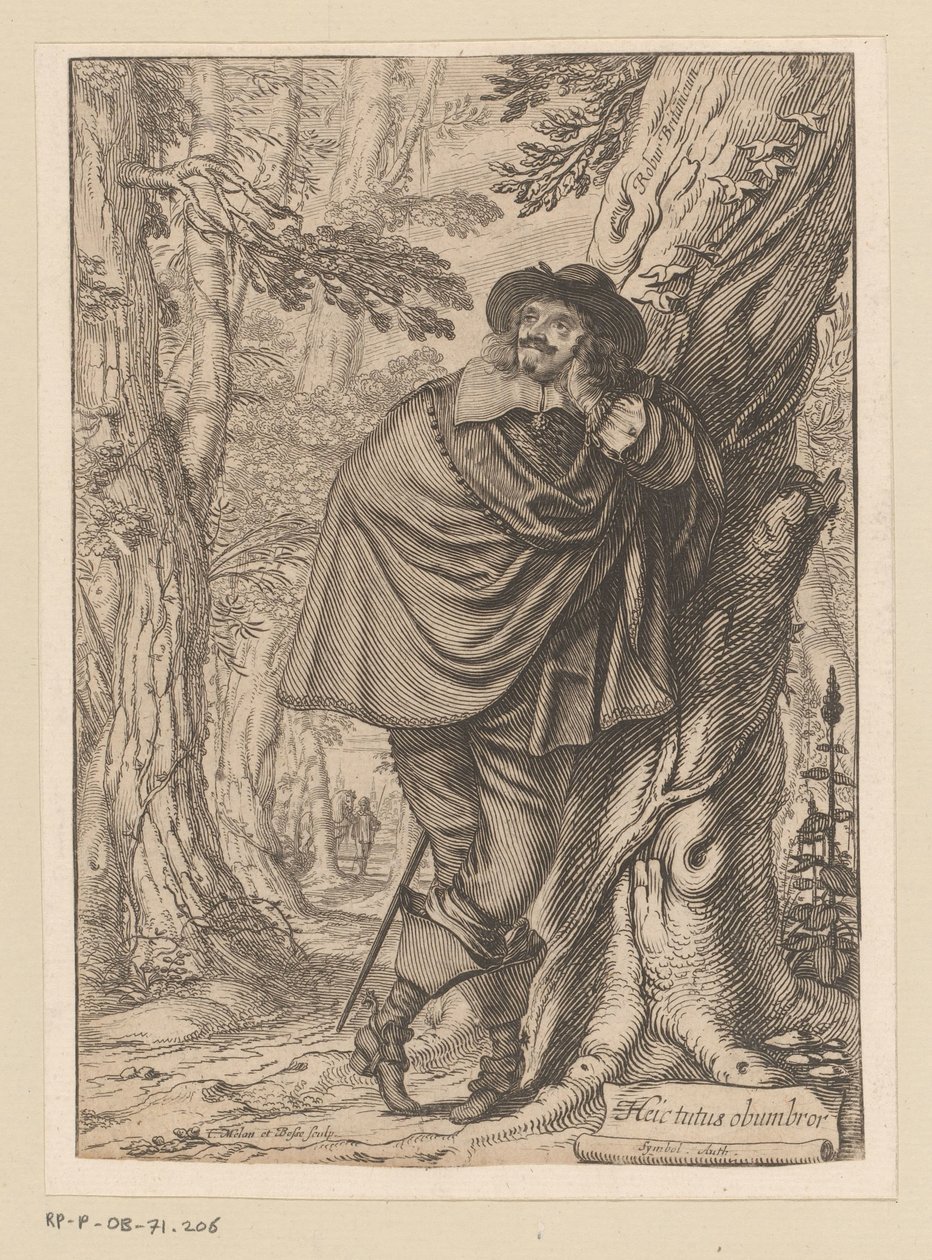 James Howell encostado em uma árvore Página de rosto para: James Howell, Dendrologie (...), 1641 de Claude Mellan