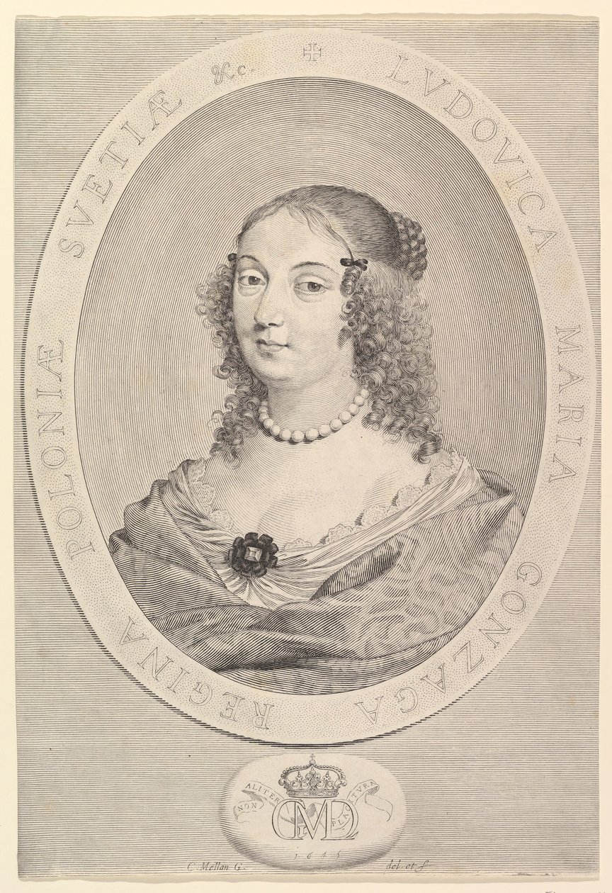 Ludovica Maria Gonzaga, rainha da Polônia, 1645. de Claude Mellan