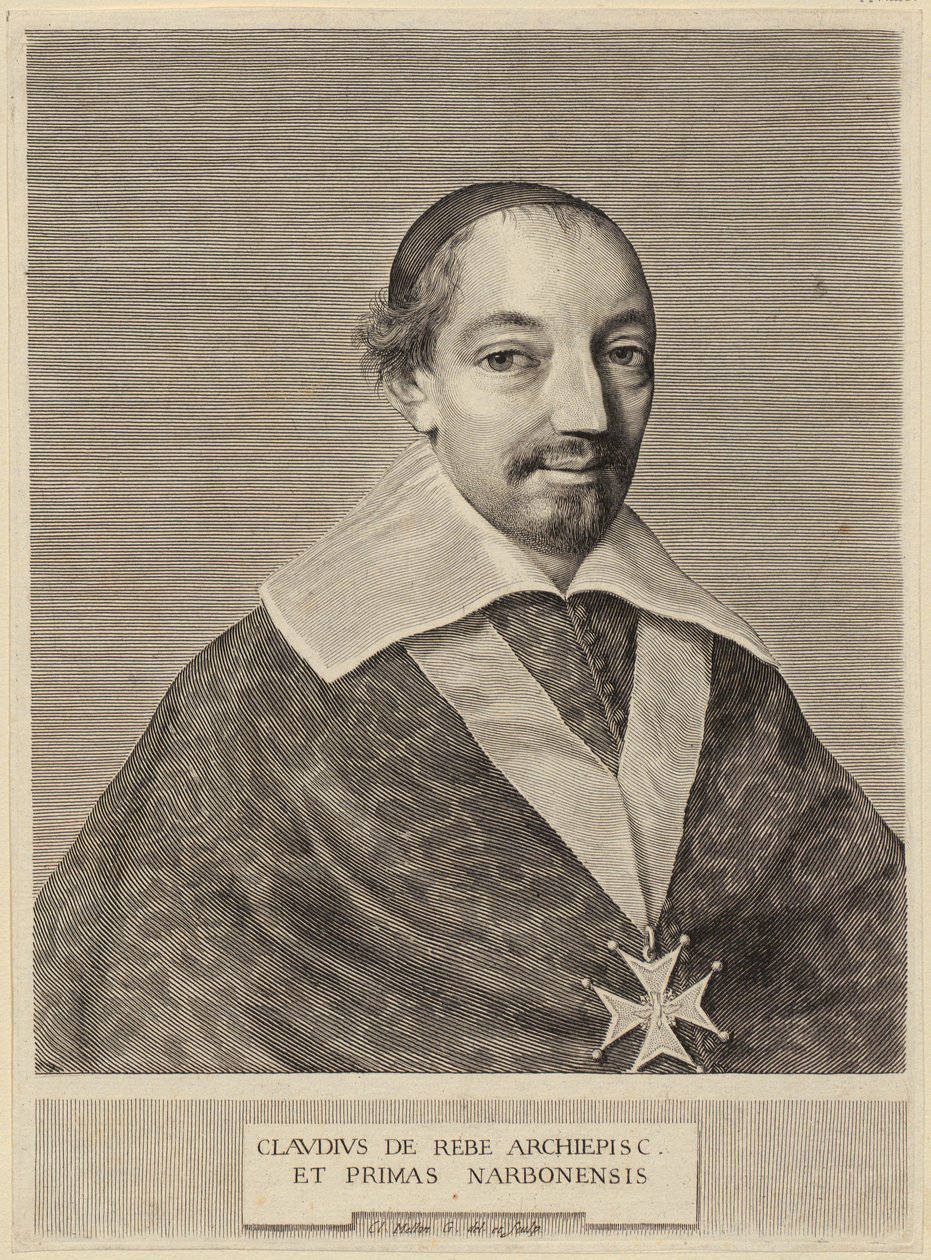 Retrato de Claude de Rebé, arcebispo de Narbonne de Claude Mellan