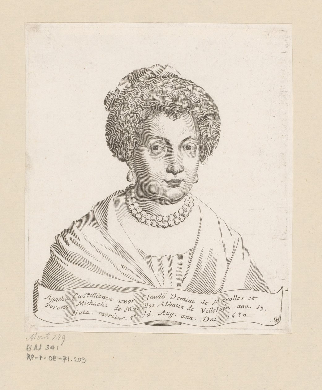 Retrato de Agathe de Chatillon de Claude Mellan