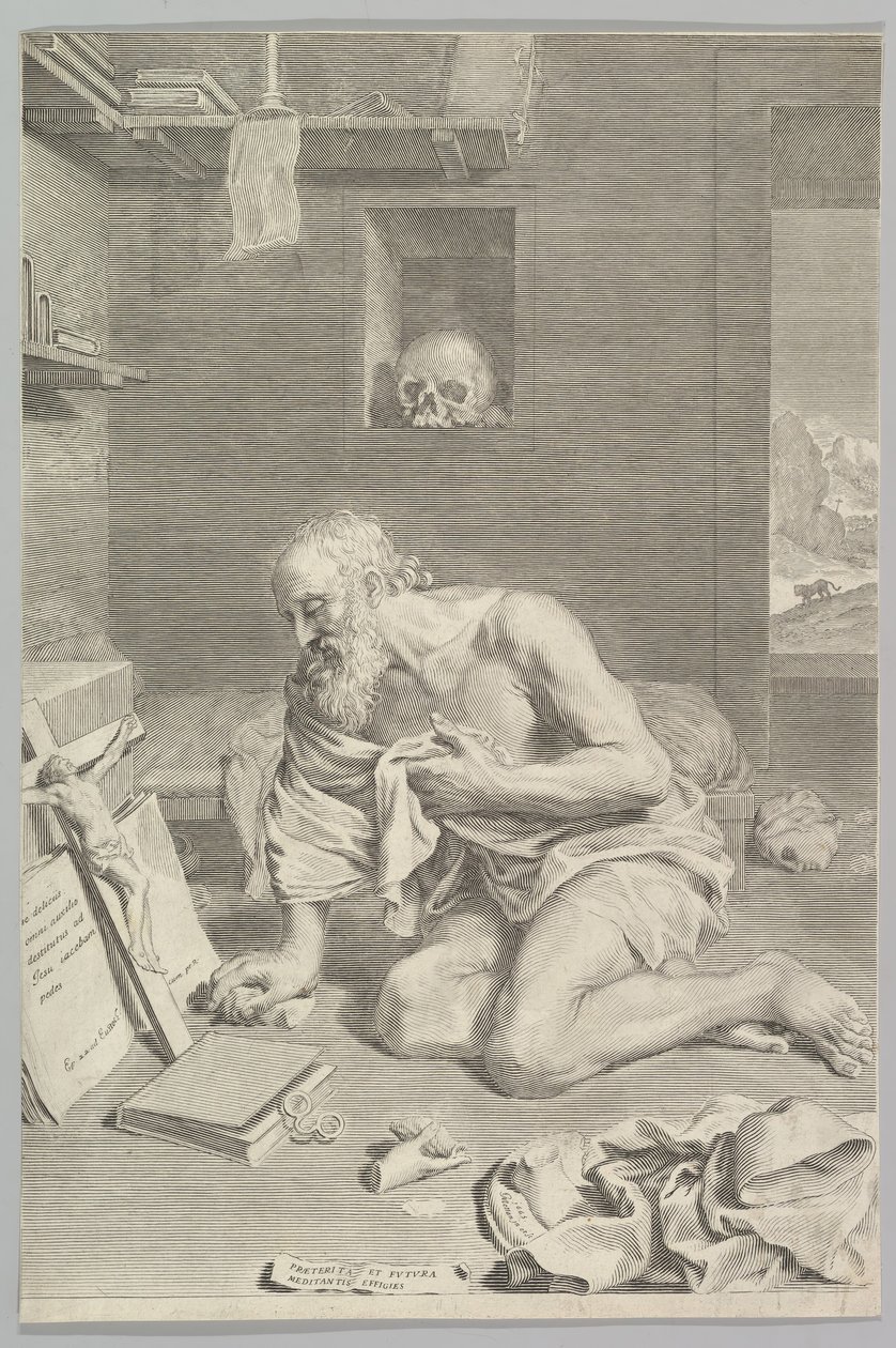 São Jerônimo Orando em Sua Cela São Jerônimo Penitente, 1665. de Claude Mellan