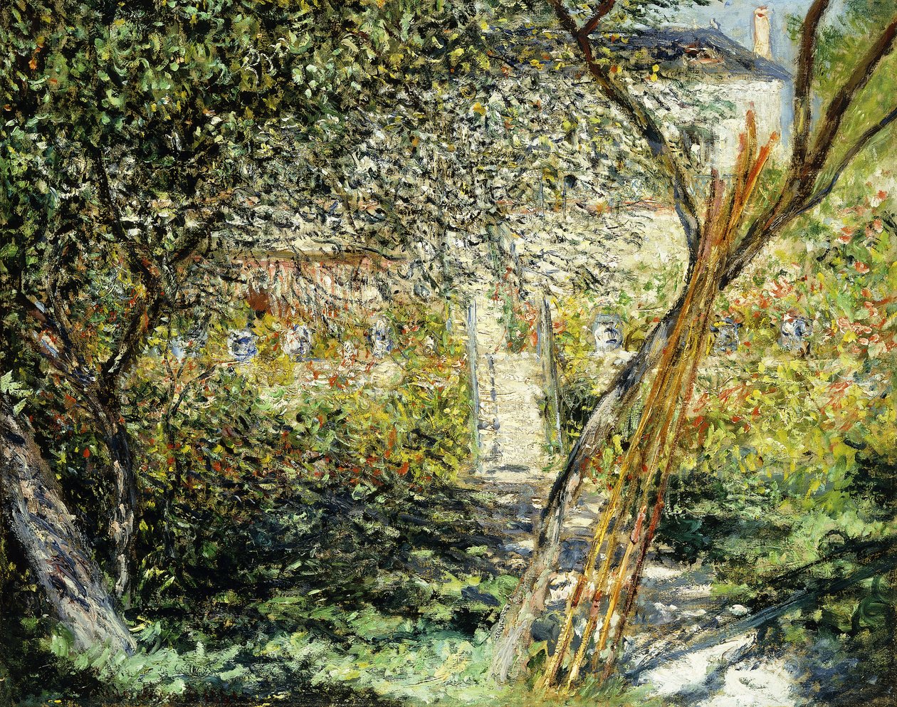 Um jardim em Vetheuil; Le Jardin de Vetheuil, 1881 de Claude Monet