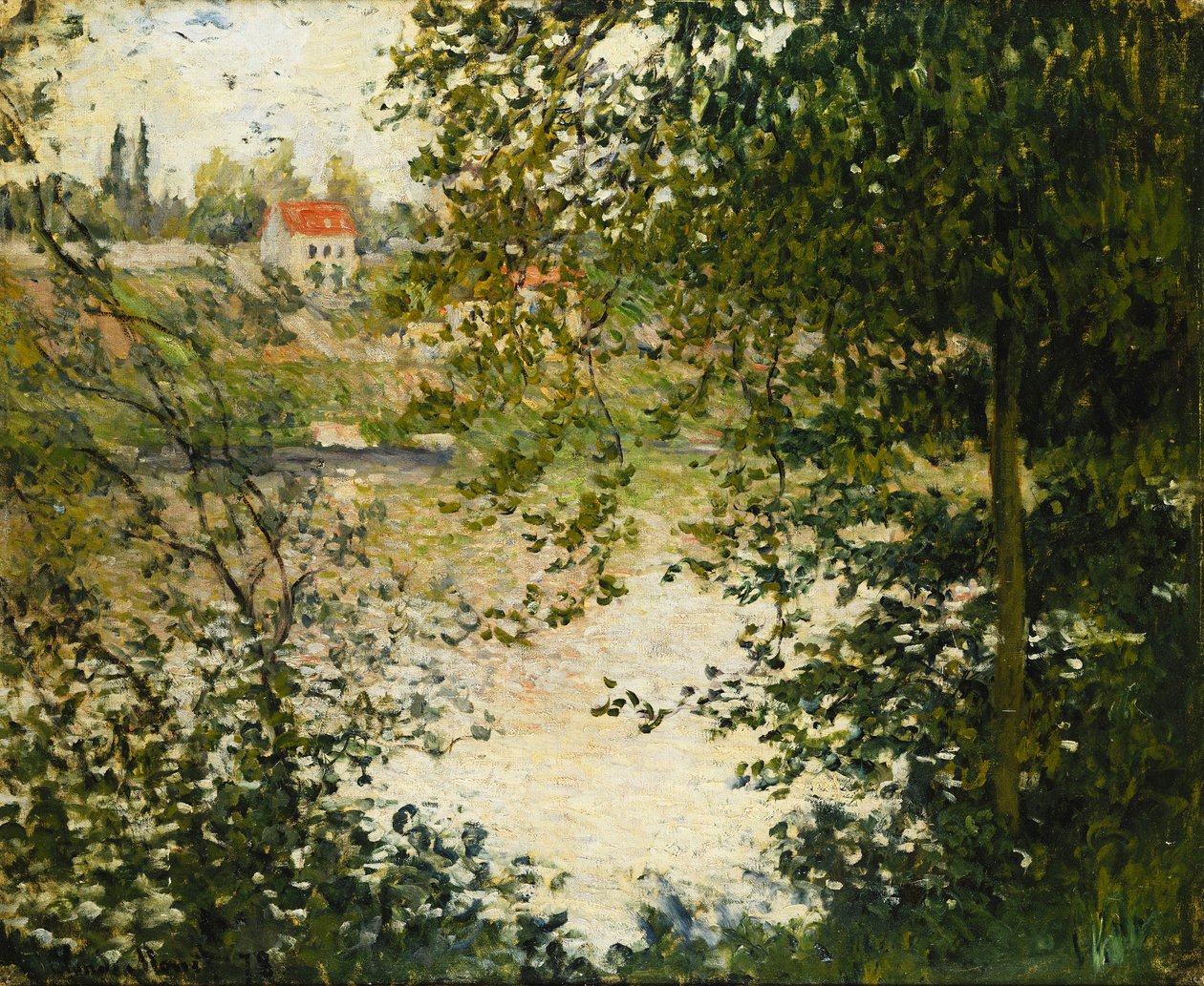 Uma vista através das árvores da ilha de La Grande Jatte; Através das árvores, Ile de la Grande Jatte, 1878 de Claude Monet