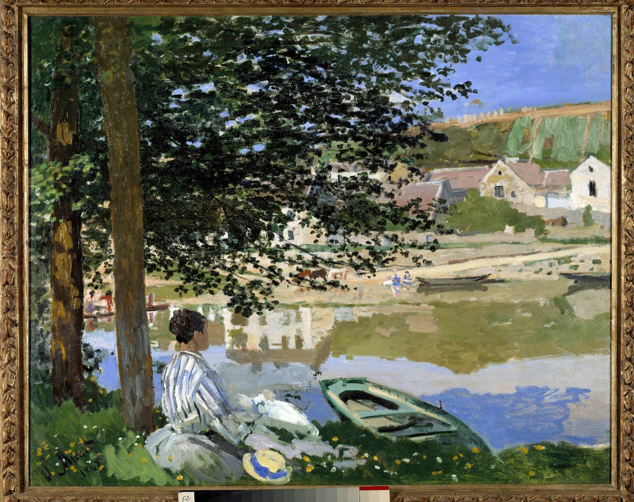 À beira da água em Bennecourt de Claude Monet