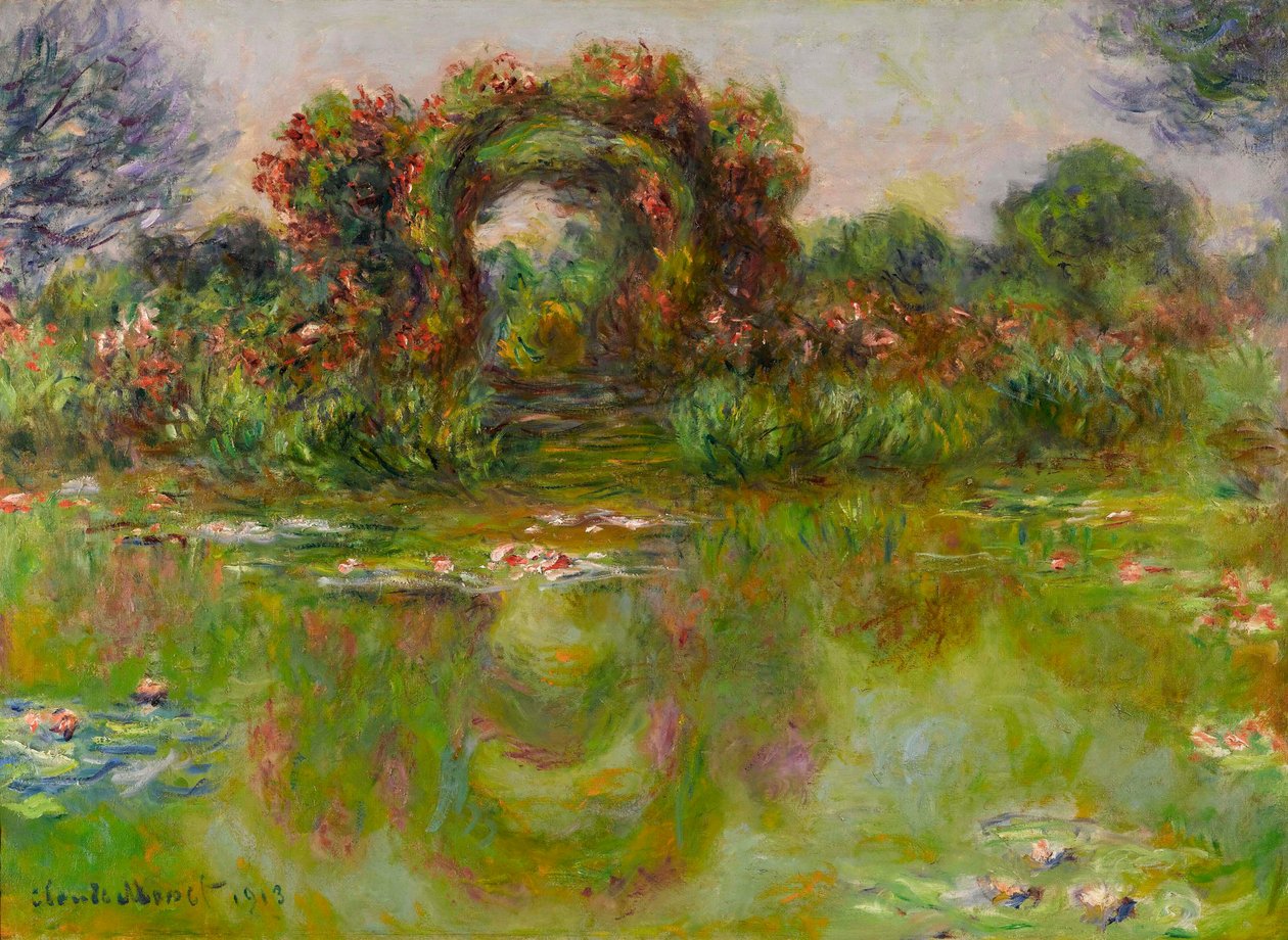 Pintura "Bassin aux Nympheas, les Rosiers" de Claude Monet (1840-1926) de Claude Monet