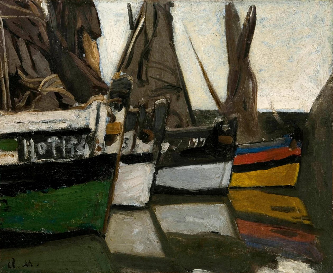 Barcos de pesca em Honfleur Barcos de pesca em Honfleur, ca 1866. de Claude Monet