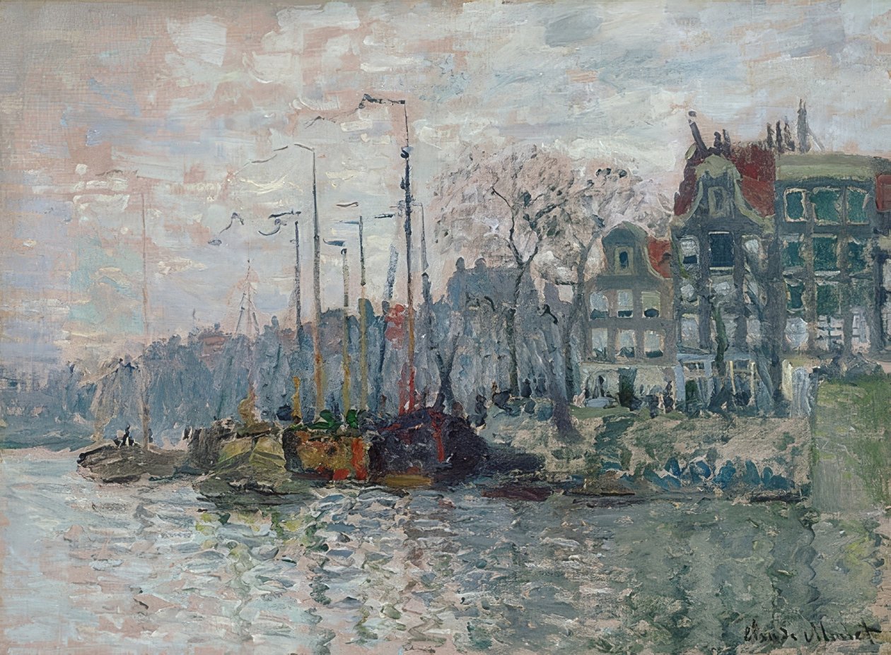 Vista do Prins Hendrikkade e do Kromme Waal em Amsterdã. 1874 de Claude Monet