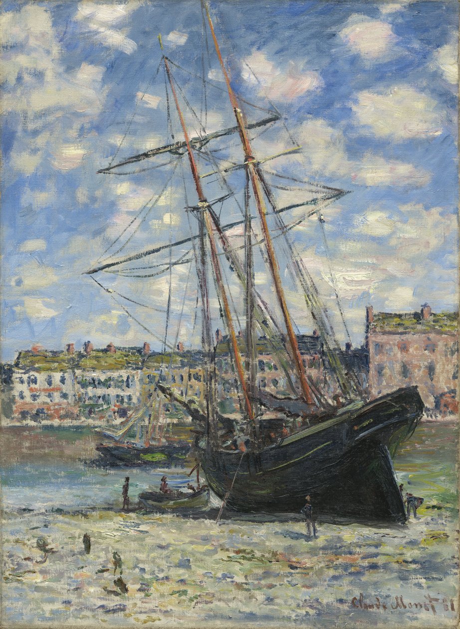 Barco ancorado na maré baixa de Claude Monet
