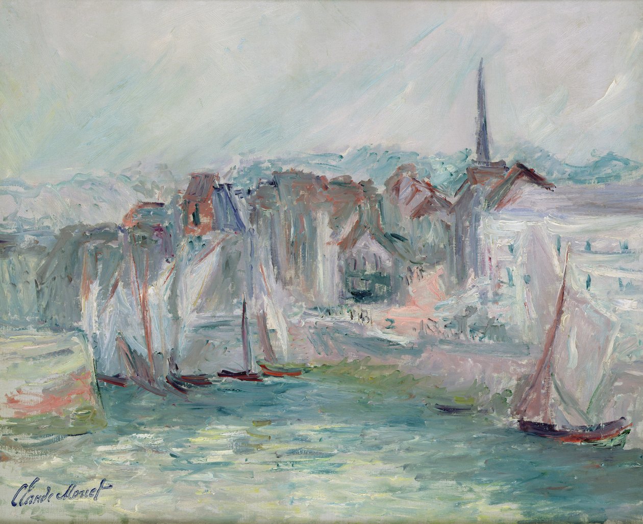 Barcos no porto de Honfleur, 1917 de Claude Monet