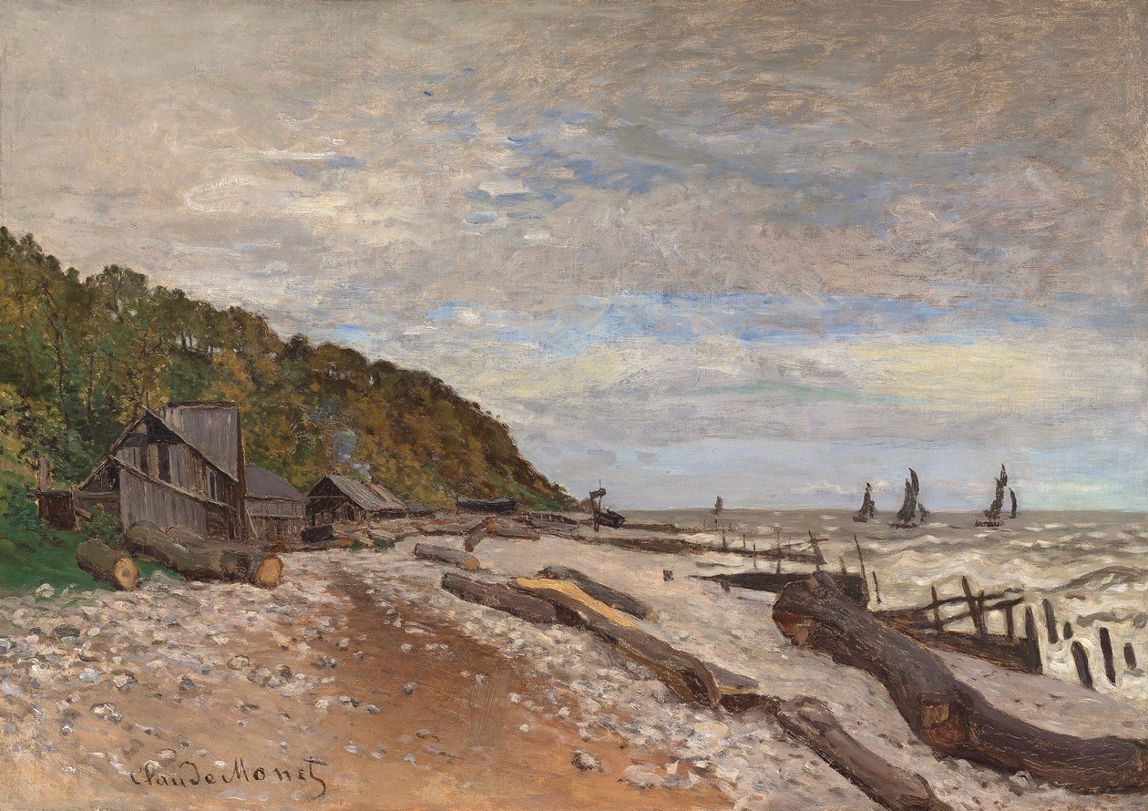 Estaleiro perto de Honfleur; O Estaleiro de Navios Pequenos, perto de Honfleur, 1864 de Claude Monet