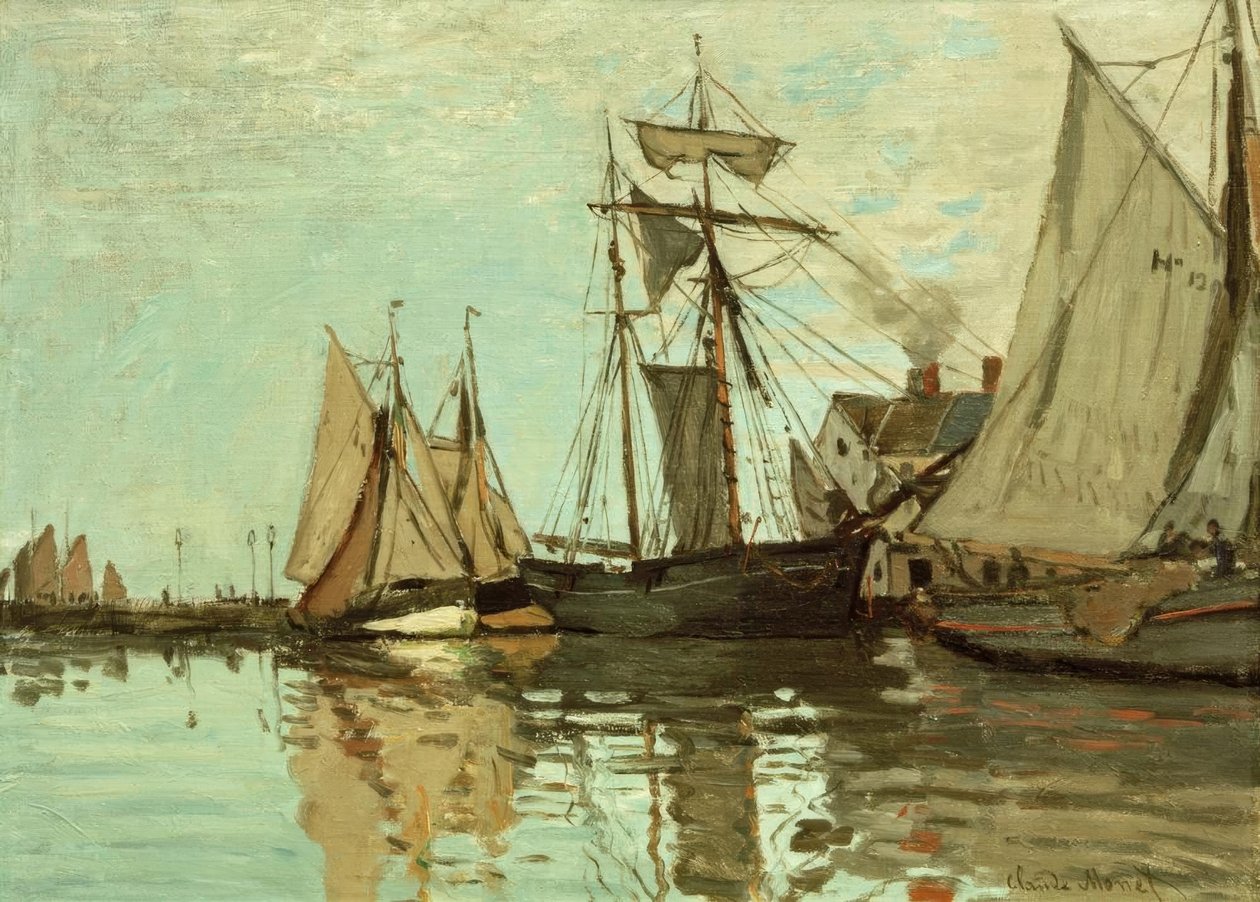 Barcos no porto de Honfleur de Claude Monet
