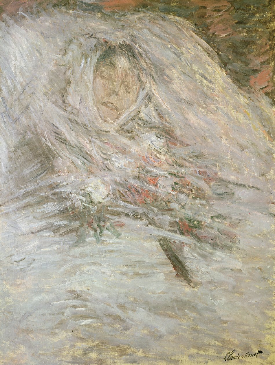 Camille Monet (1847-79) em seu leito de morte, 1879 de Claude Monet