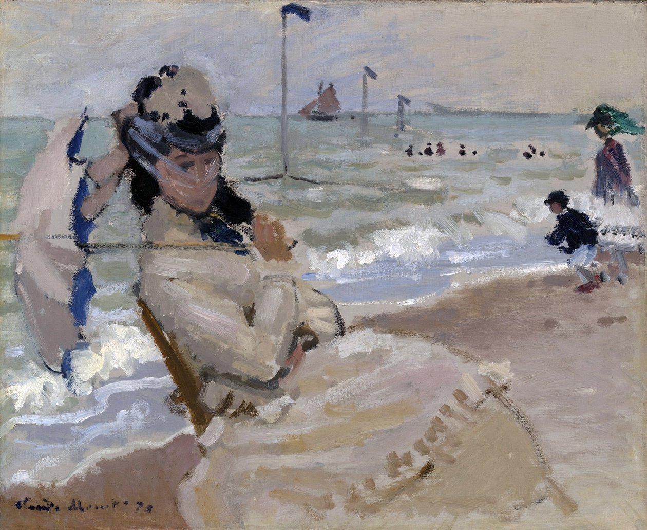 Camille on the Beach em Trouville de Claude Monet