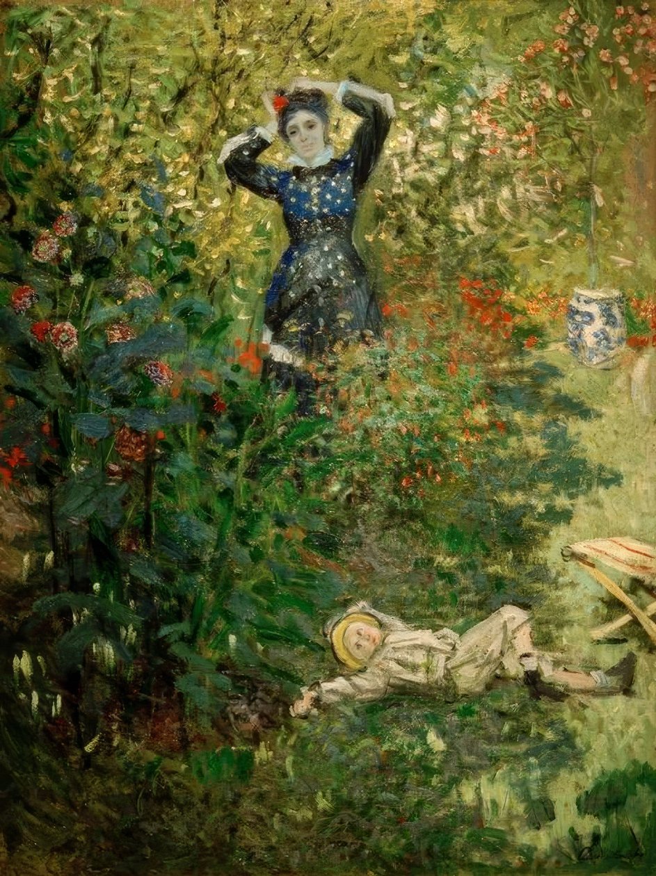 Camille e Jean no jardim de Argenteuil de Claude Monet