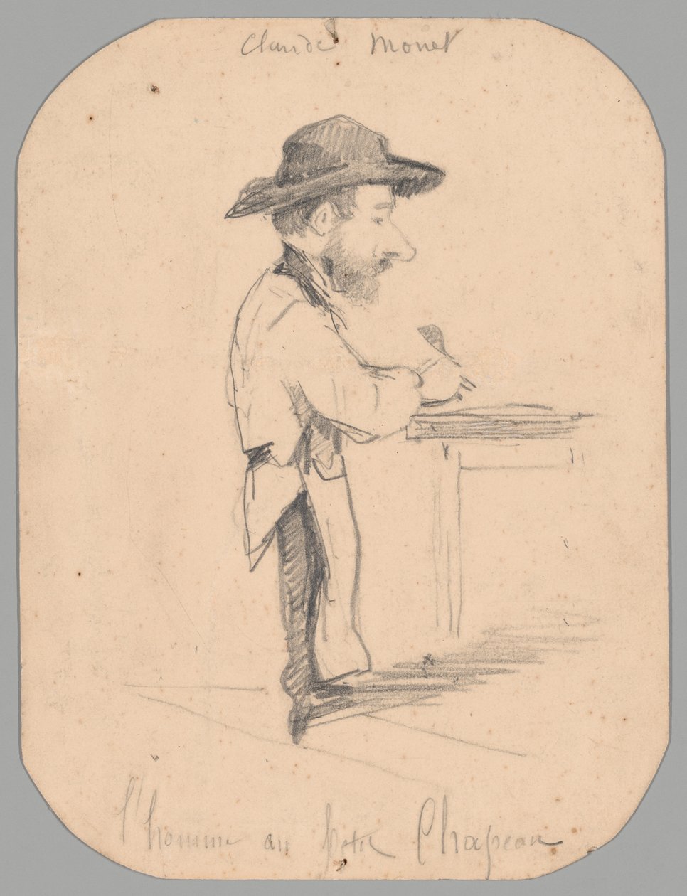 Caricatura de um homem de chapéu pequeno de Claude Monet