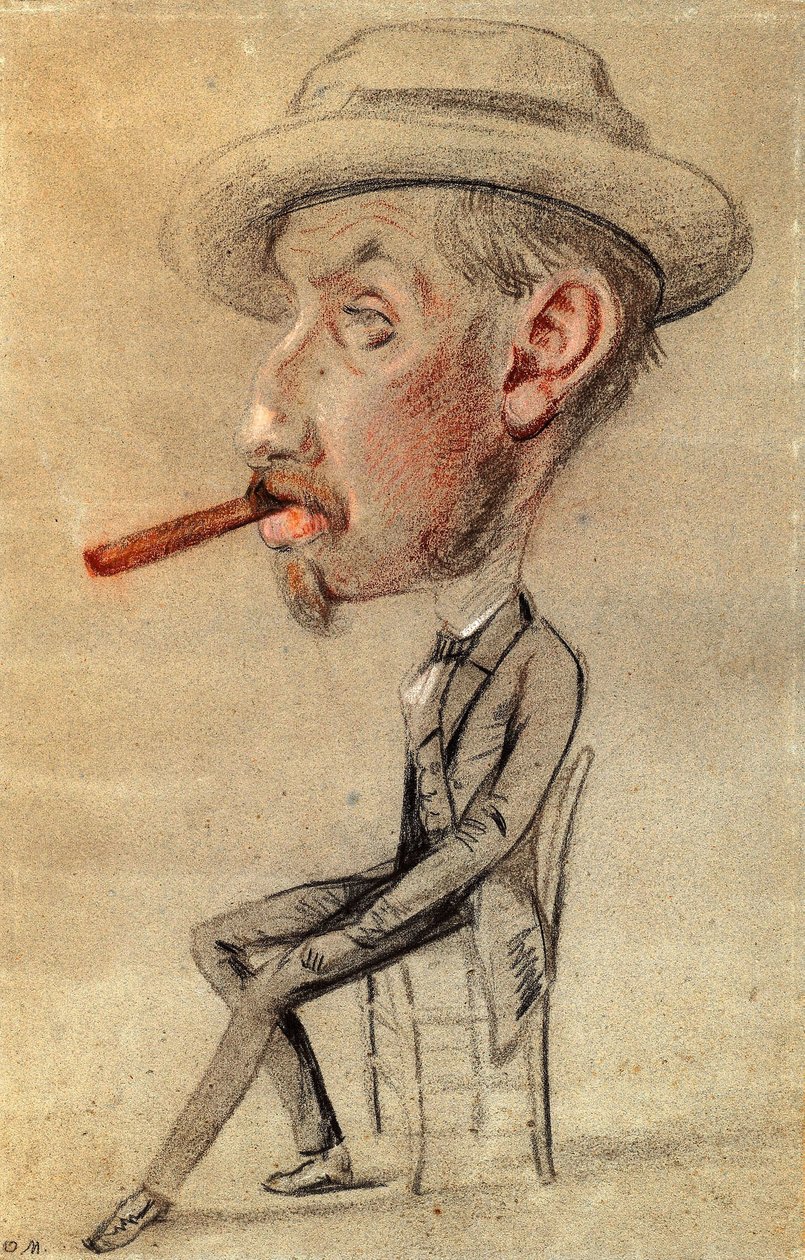Caricatura de um homem com um grande charuto de Claude Monet