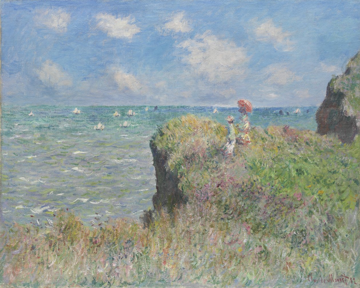 Caminhada do penhasco em Pourville, 1882 de Claude Monet