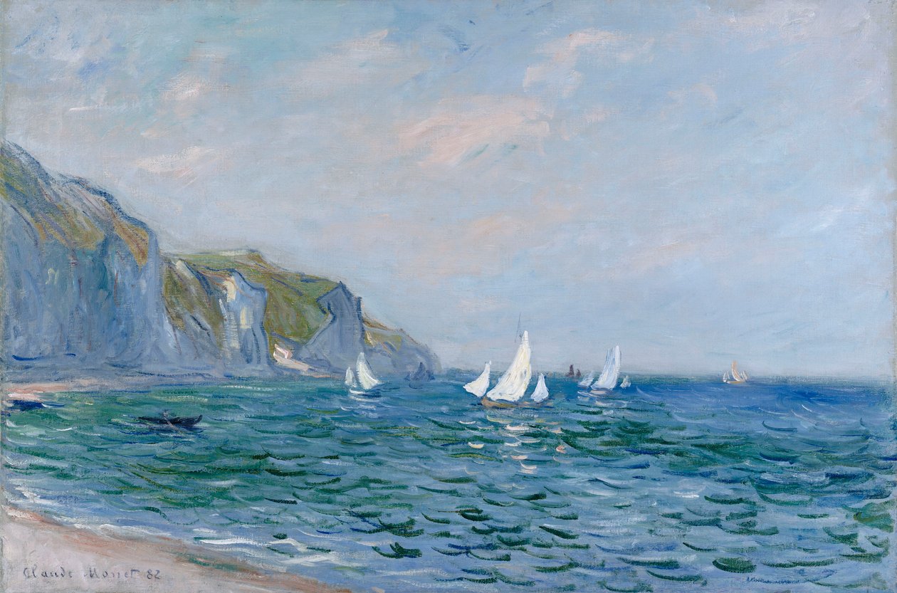 Penhascos e Veleiros em Pourville de Claude Monet