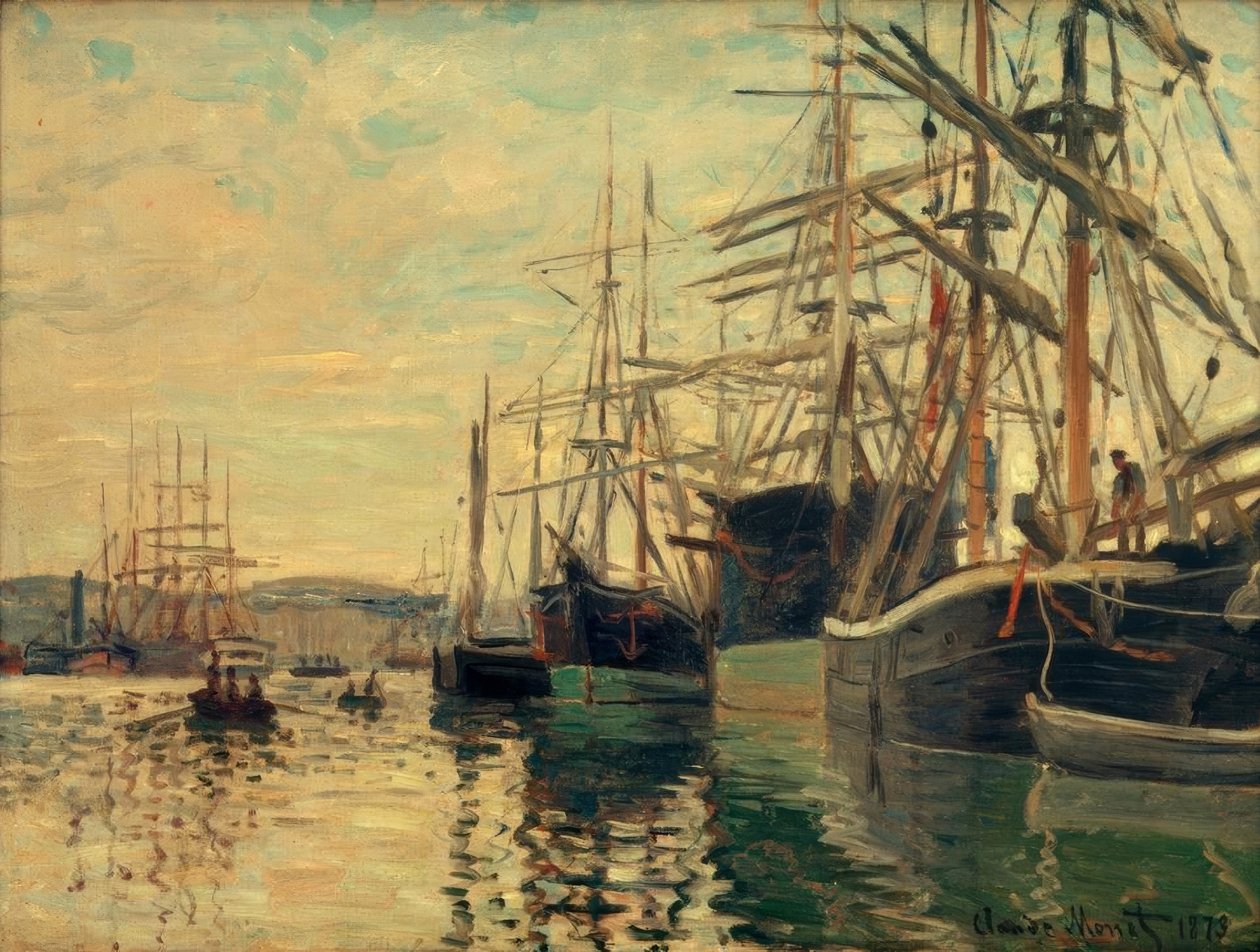 O porto de Rouen de Claude Monet