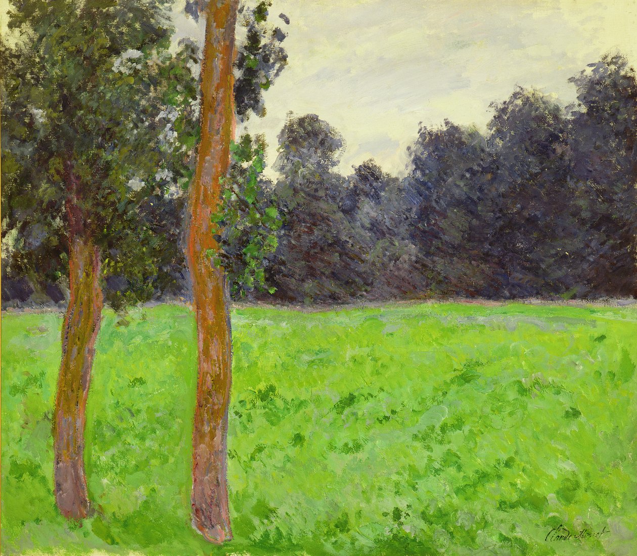 Duas árvores no prado, 1886 de Claude Monet
