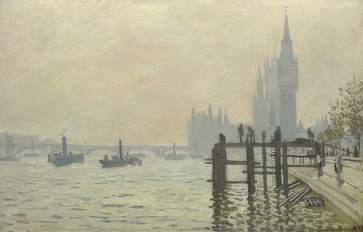 O Tamisa em Westminster. Por volta de 1871 de Claude Monet