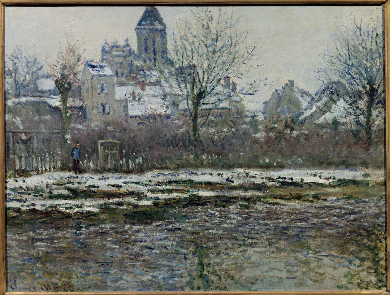 Efeito da neve em Vetheuil ou "Eglise de Vetheuil, neige" Pintura de Claude Monet (1840-1926) 1878/79. Dim. 0,53 x 0,71m. Paris, Musee d