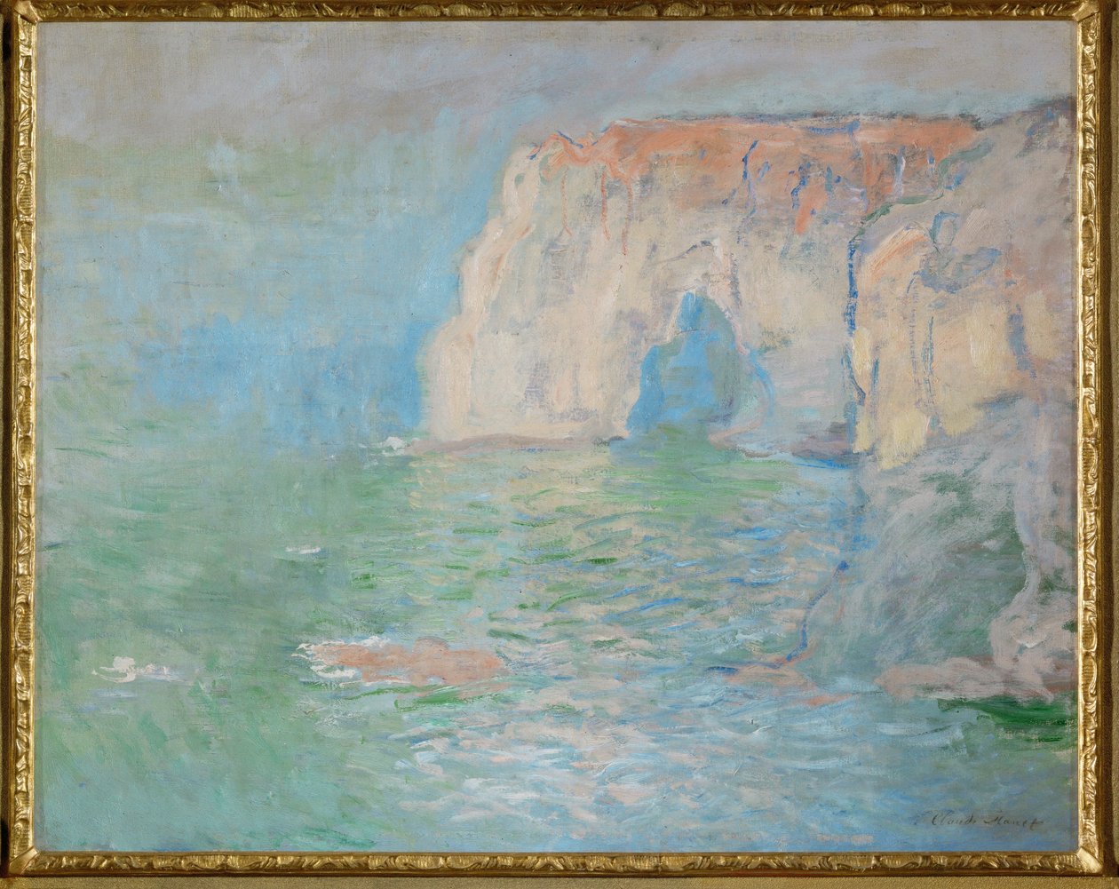 Etretat: o Manneporte, reflexos na água (óleo sobre tela) de Claude Monet