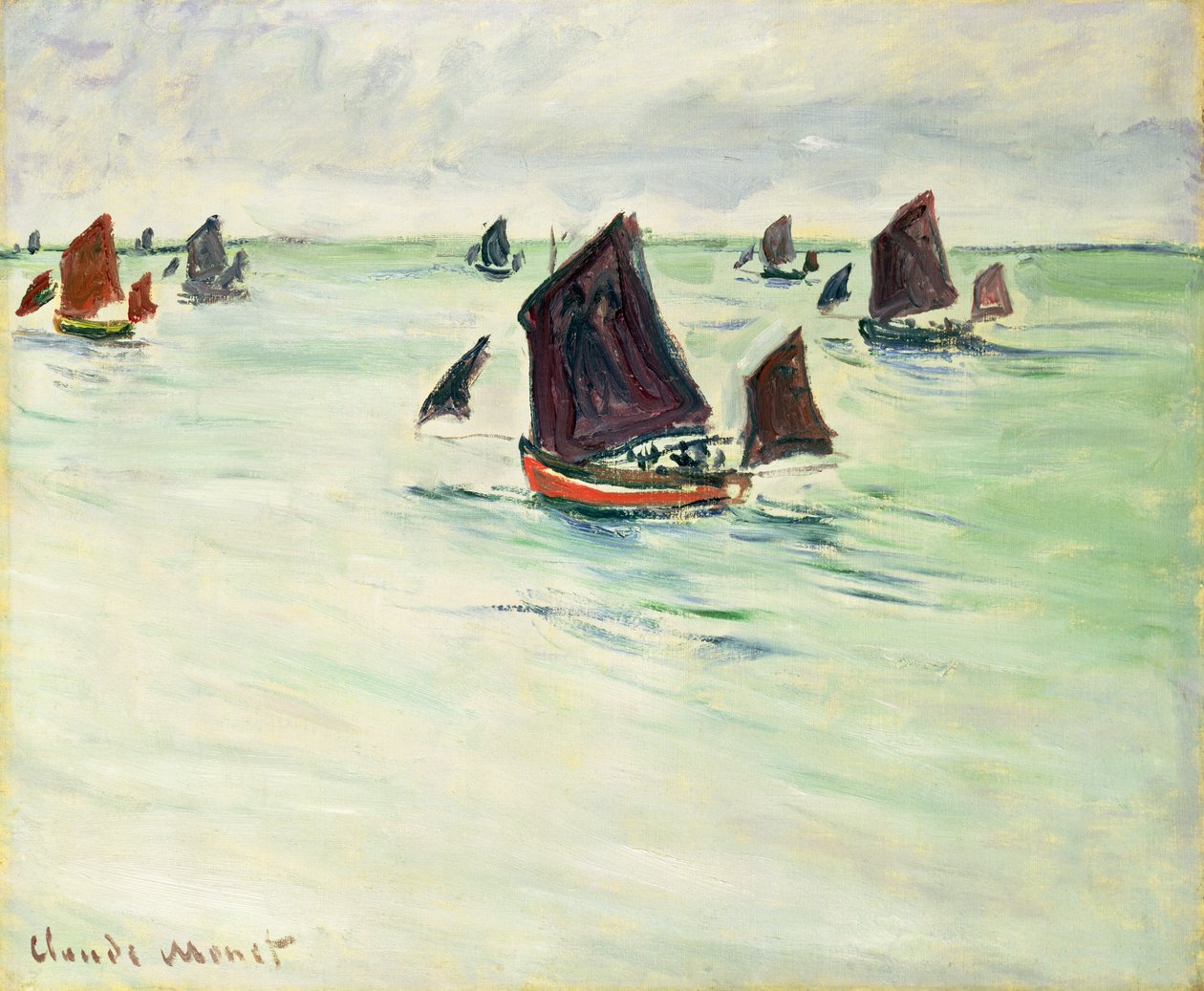 Barcos de pesca no grande Pourville, 1882 de Claude Monet