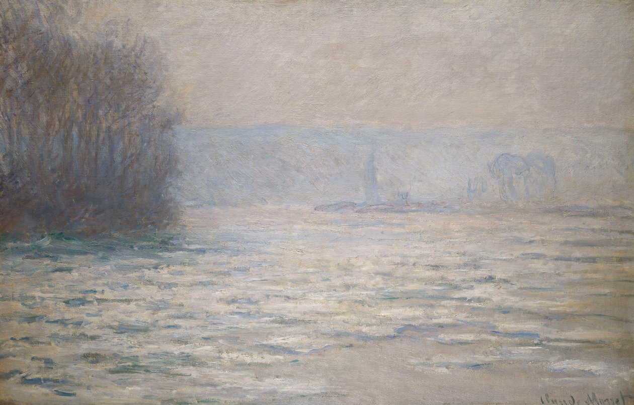 Inundações no Sena, perto de Bennecourt; Debacle, La Seine pres Bennecourt, 1893 de Claude Monet