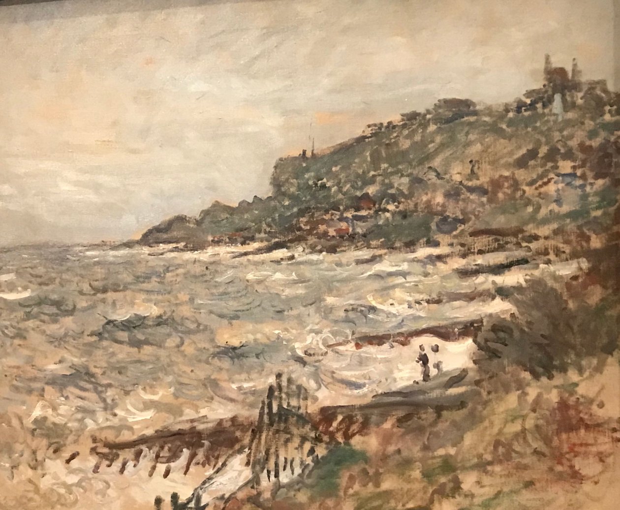 Francês: Falaise de Sainte-Adresse, tempo cinzento de Claude Monet