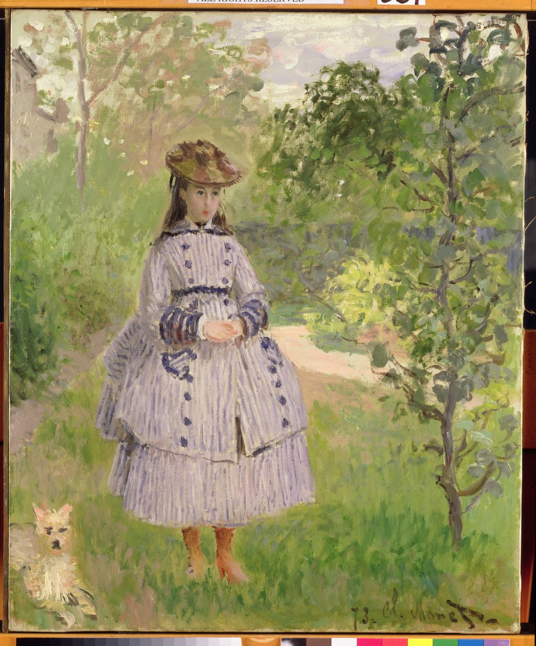 Menina em um jardim de 1873 de Claude Monet