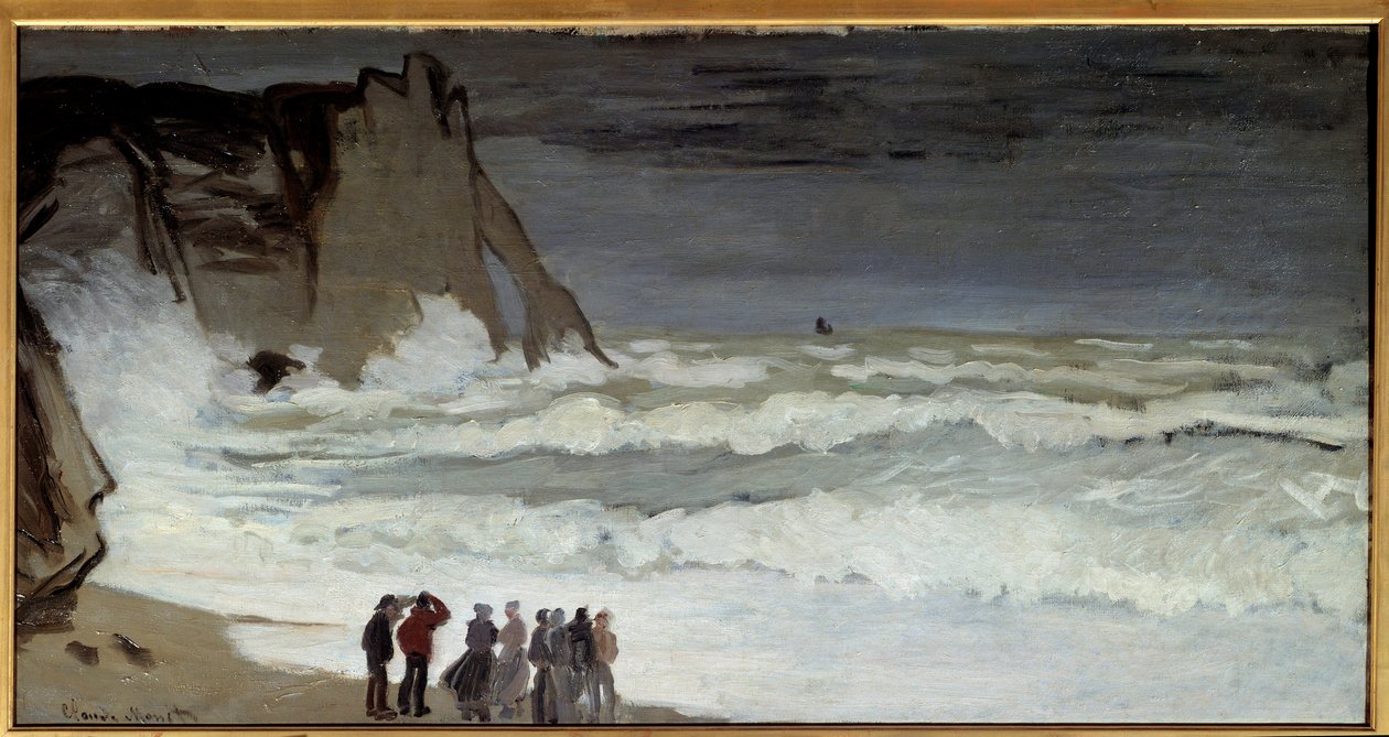 Grosse mer a Etretat Painting de Claude Monet (1840-1926) 1868 Sun. 0,66x1,31 m Paris, musee d