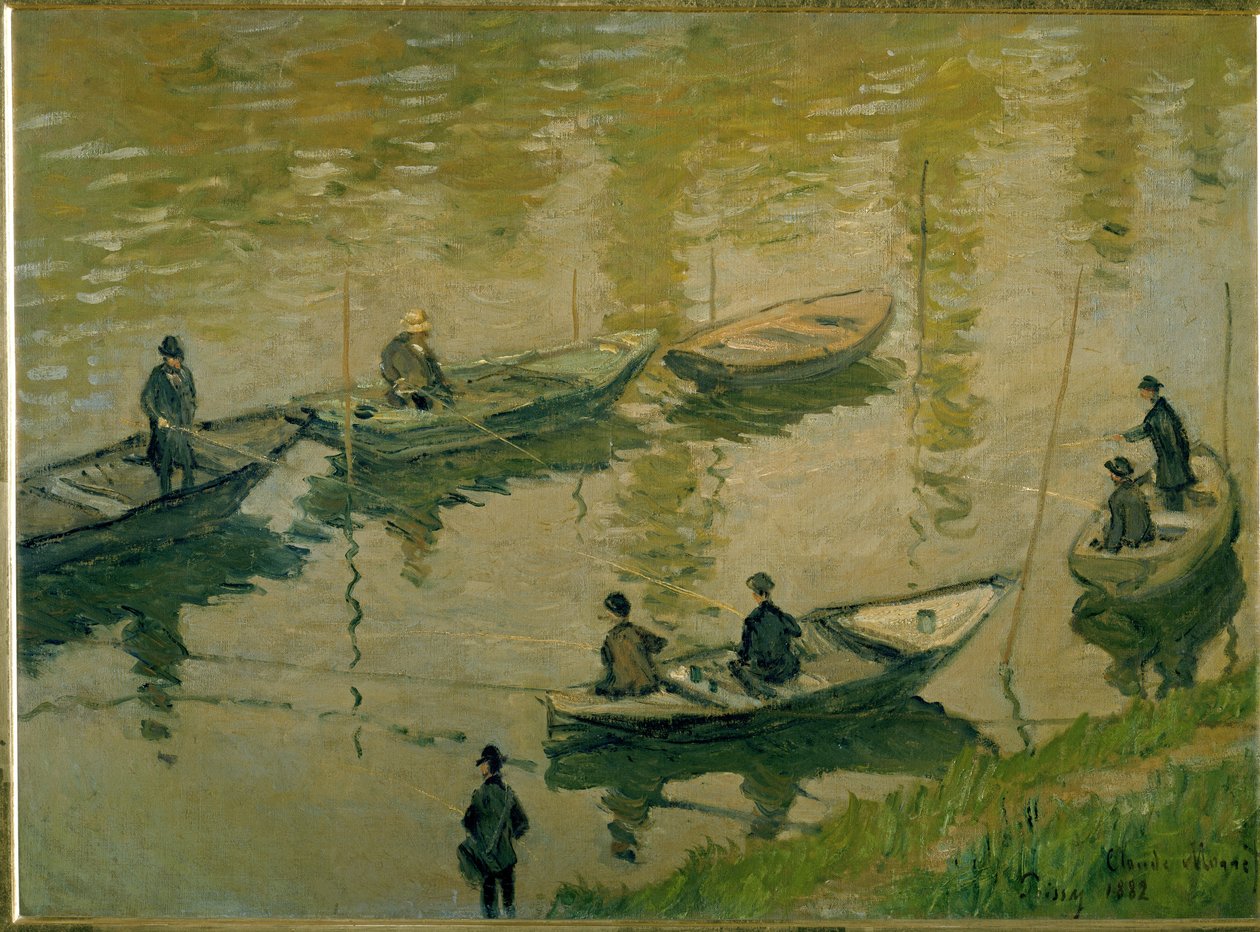 Grupo de pescadores no Sena perto de Poissy de Claude Monet