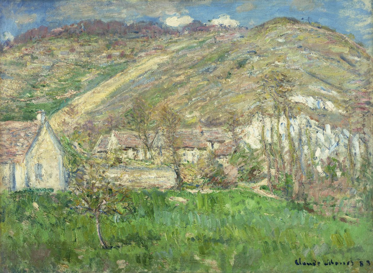Hamlet nos penhascos perto de Giverny; Hameau de Falaises pres Giverny, 1885 de Claude Monet