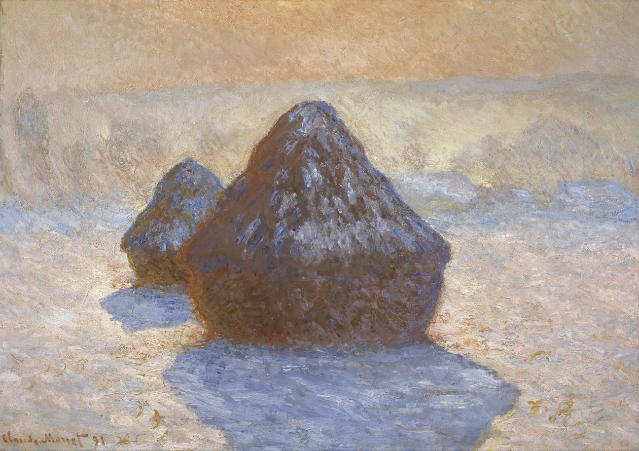 Medas de feno: efeito de neve de Claude Monet