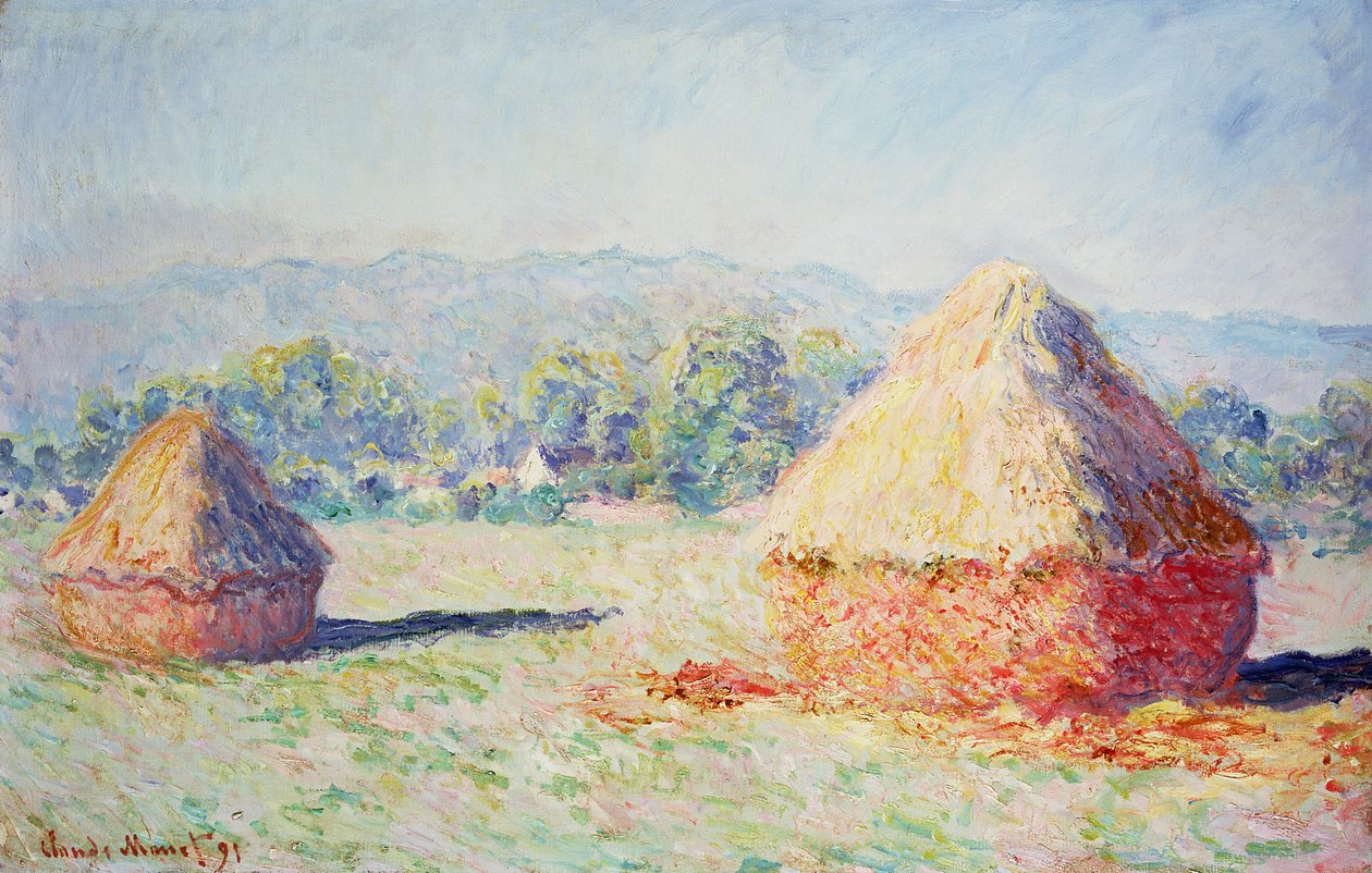 Montes de feno no sol, efeito de manhã, 1891 de Claude Monet
