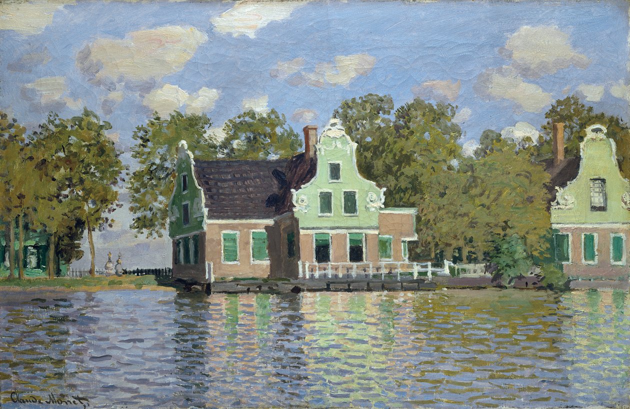 Casas nas margens do rio Zaan de Claude Monet