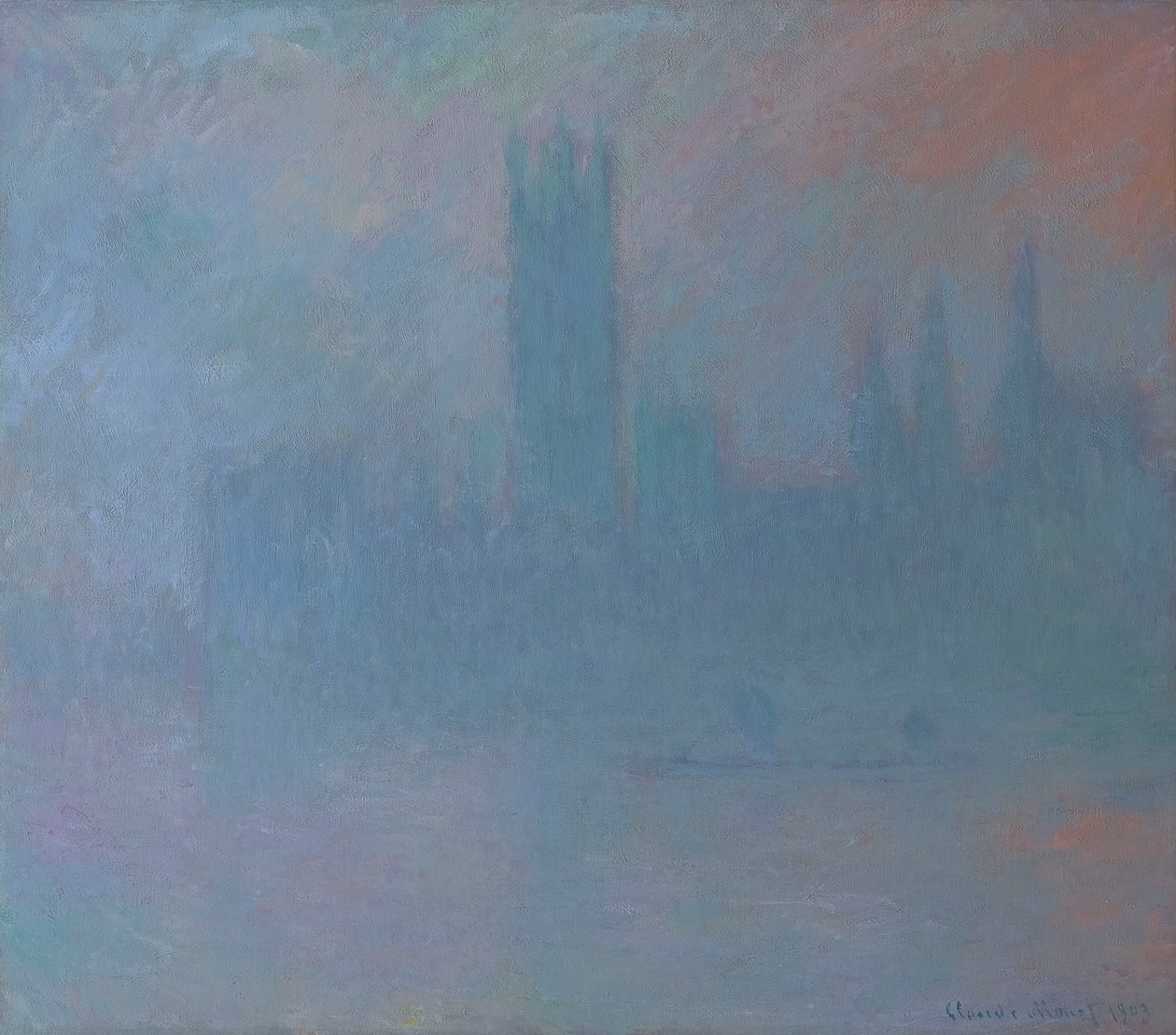 As Casas do Parlamento no Nevoeiro 1903 (óleo sobre tela) de Claude Monet