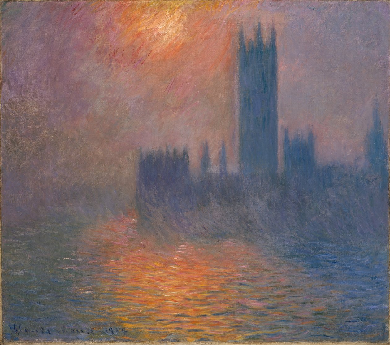 Casas do Parlamento, pôr-do-sol de Claude Monet